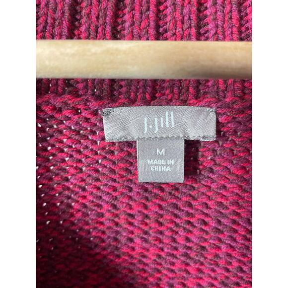 J. Jill Marled Knit Cardigan Sweater Mixed Button Red Academia - Picture 3 of 5